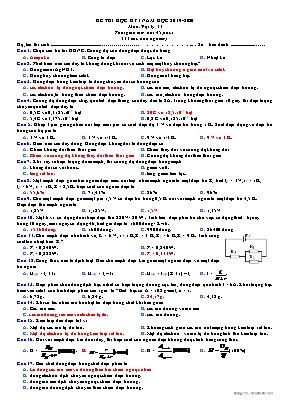 Đề thi học kỳ I môn Vật lý Lớp 11 - Năm học 2019-2020 (Có đáp án)
